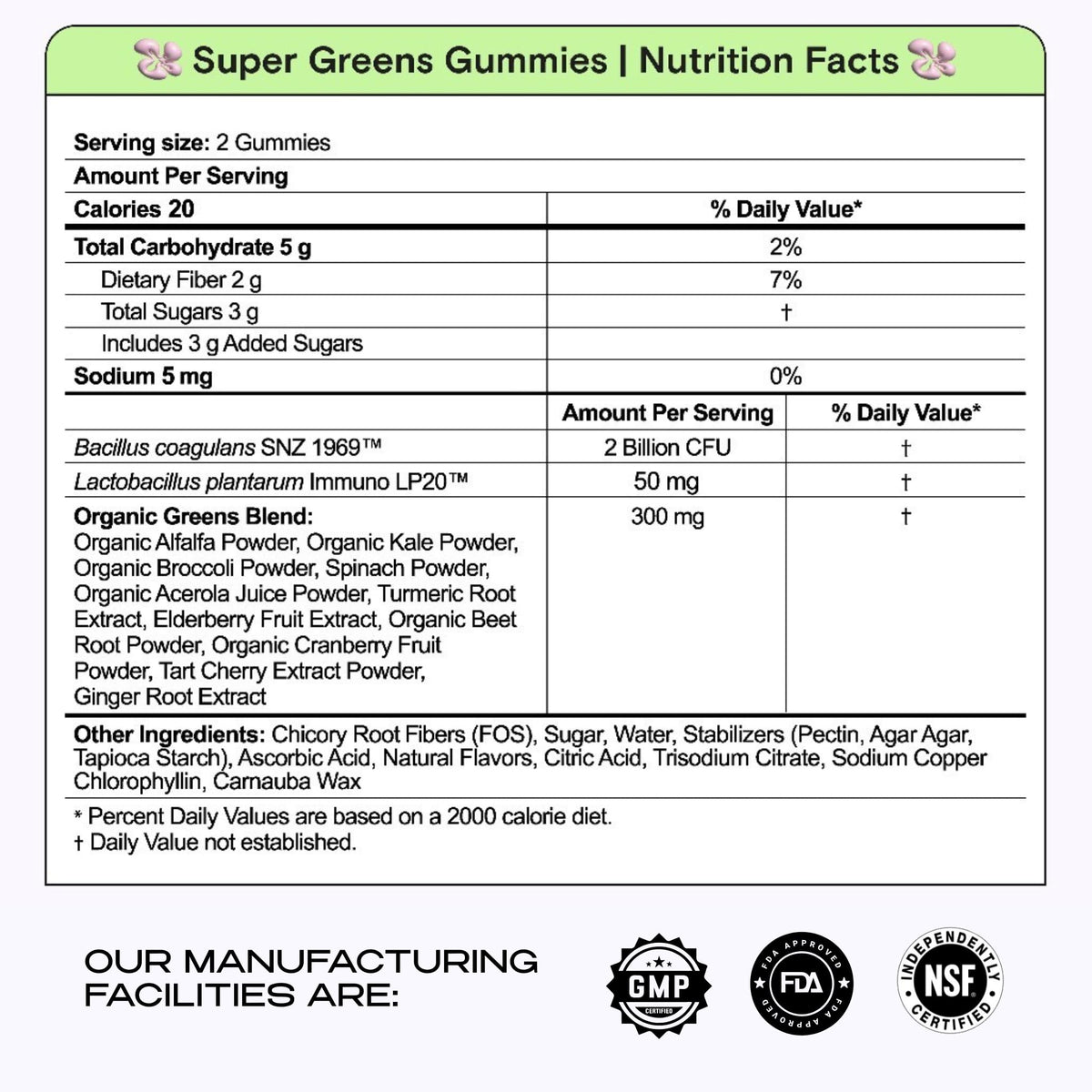 Gummies Super Greens Kiala Nutrition, ingrédients naturels
