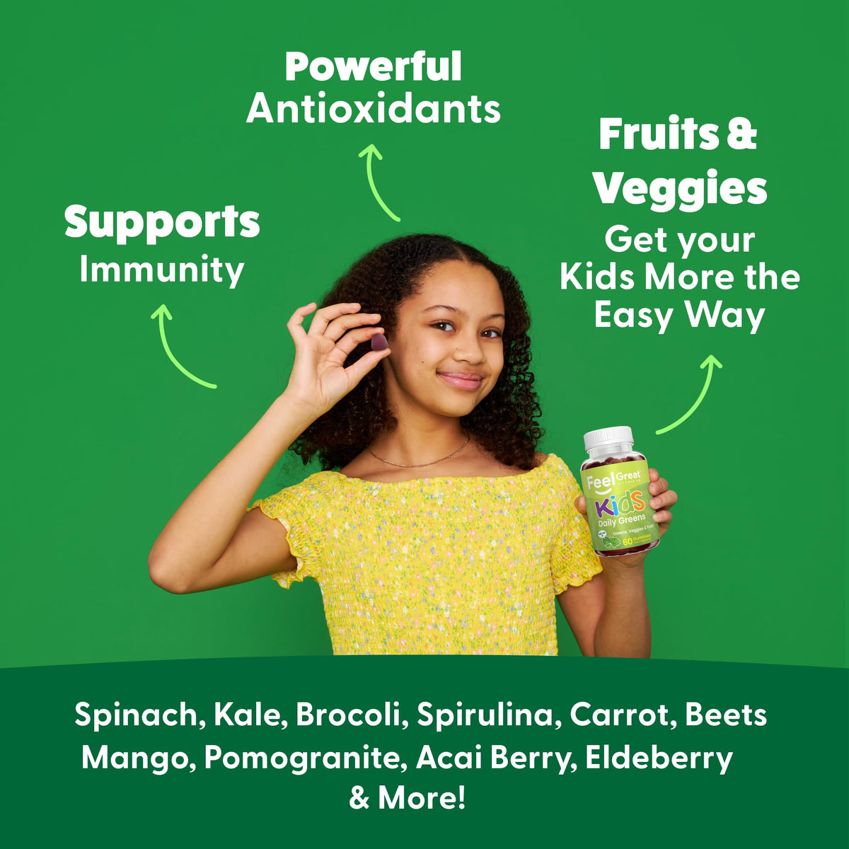 Gummies Super Greens Veggie 60ct on a kitchen counter