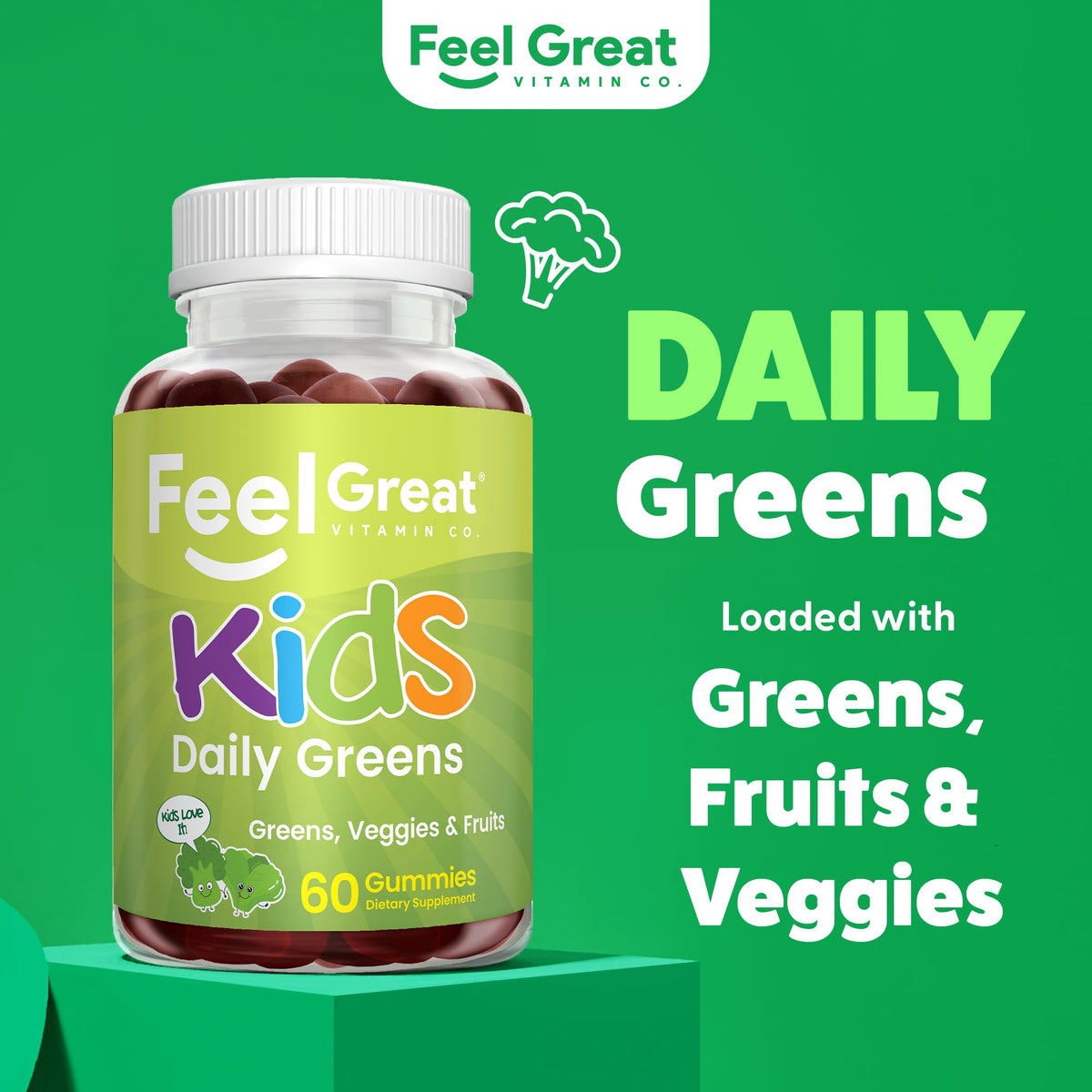 Gummies Super Greens Veggie 60ct packaging with watermelon flavor