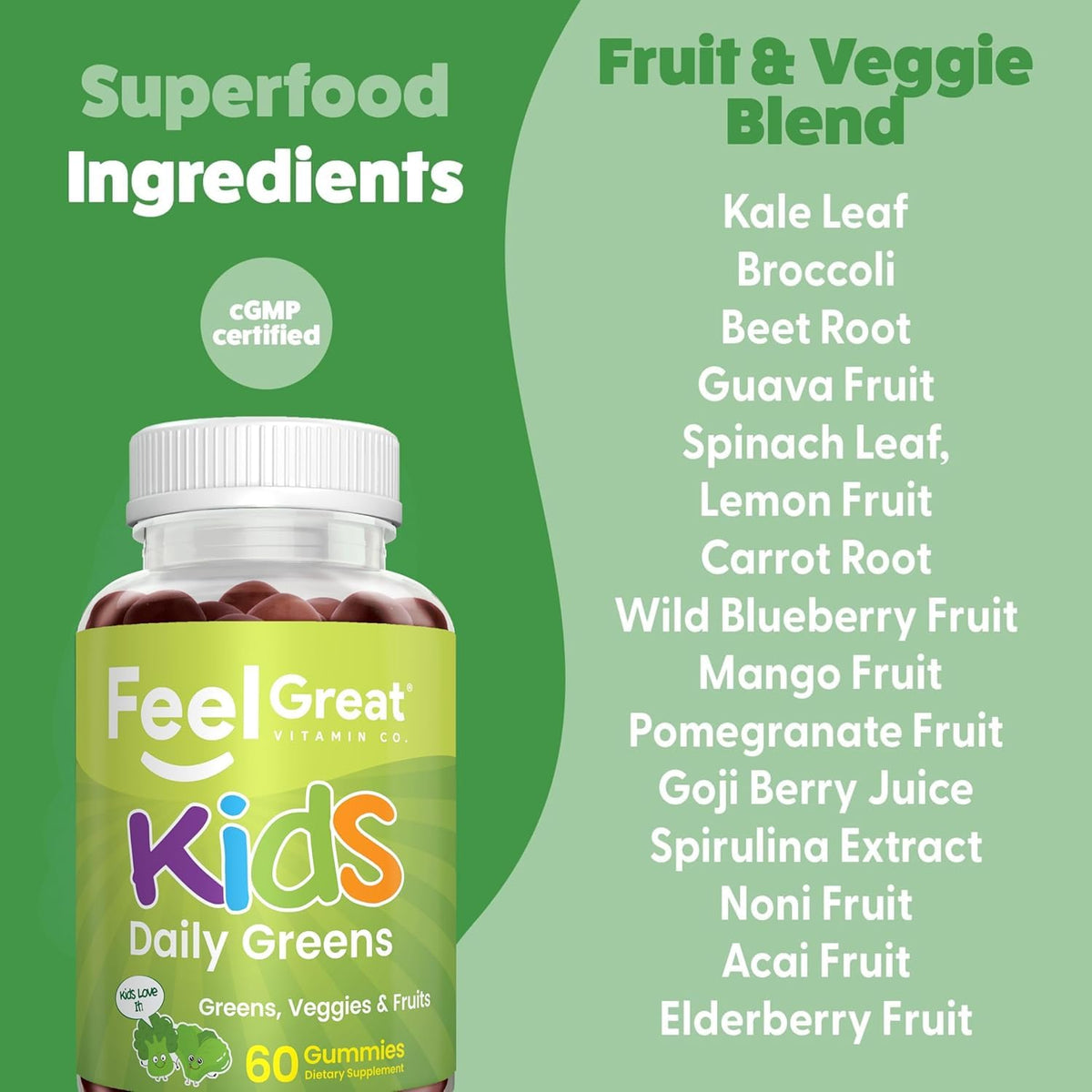 Gummies Super Greens Veggie 60ct showing vibrant colors