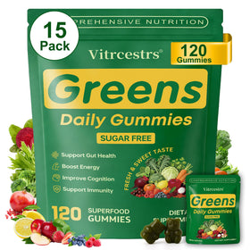 Gummies Super Greens Vitrcestrs 120 gummies sans sucre en boîte