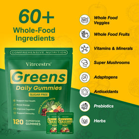 Gummies Super Greens Vitrcestrs en portion sur une table