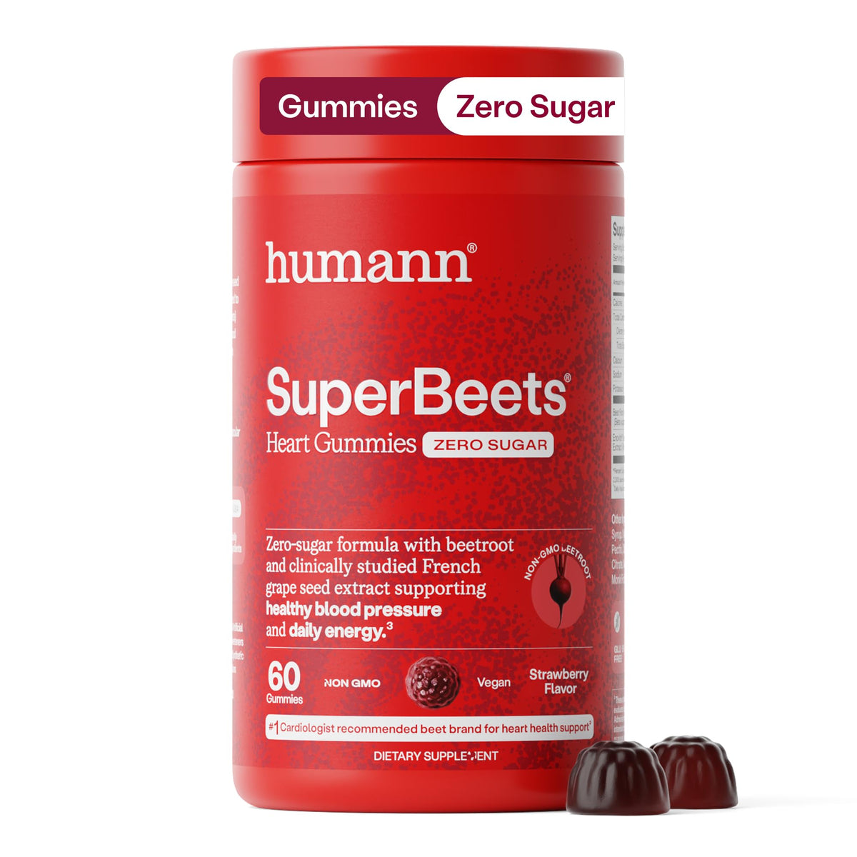 Gummies SuperBeets HumanN de 60 unités, saveur de baie de grenade