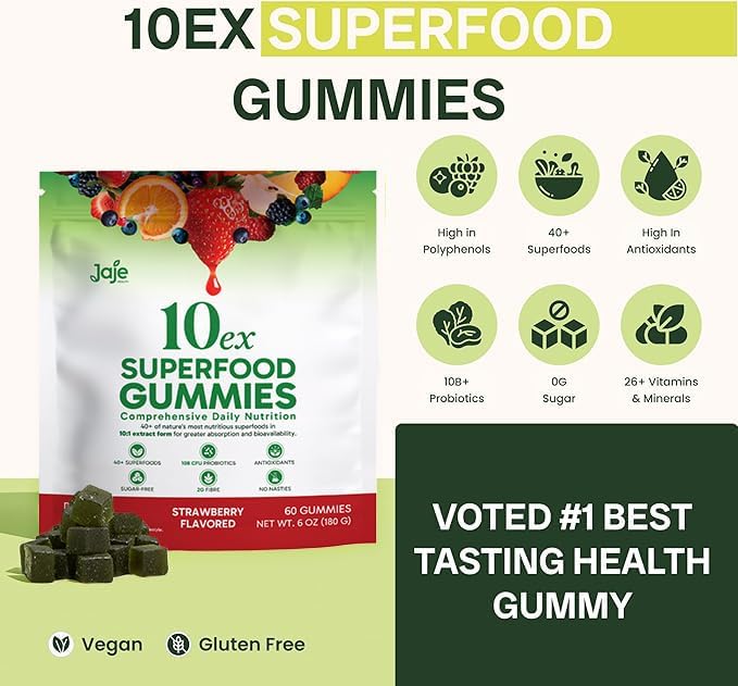 Gummies Supergreens 10ex Jaje Health avec ingrédients naturels