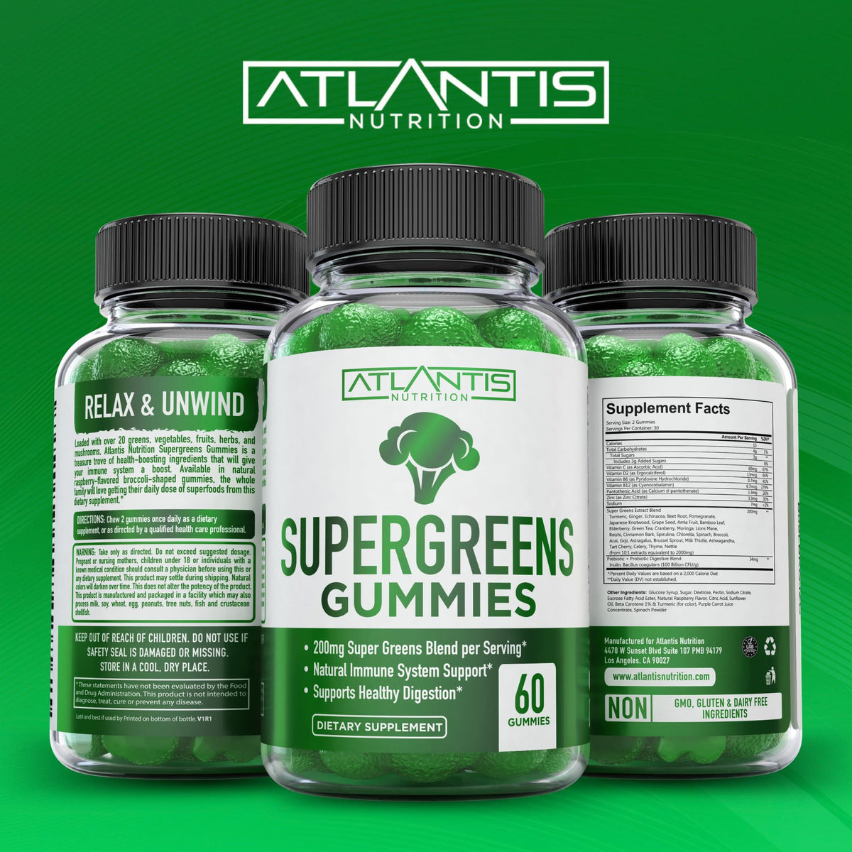 Gummies Supergreens d'Atlantis Nutrition montrant la texture