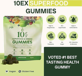 Gummies Supergreens Jaje Health 10ex avec étiquette nutritionnelle