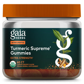Gummies Suprêmes de Curcuma Extra Fort Gaia Herbs, 60 gummies, vue de face
