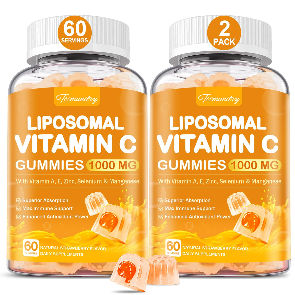 Gummies Tcemundry à la vitamine C 1000mg, vue de face