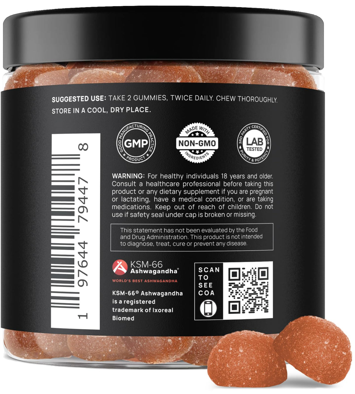 Gummies TERRA ELMNT KSM66® Ashwagandha avec une cuillère
