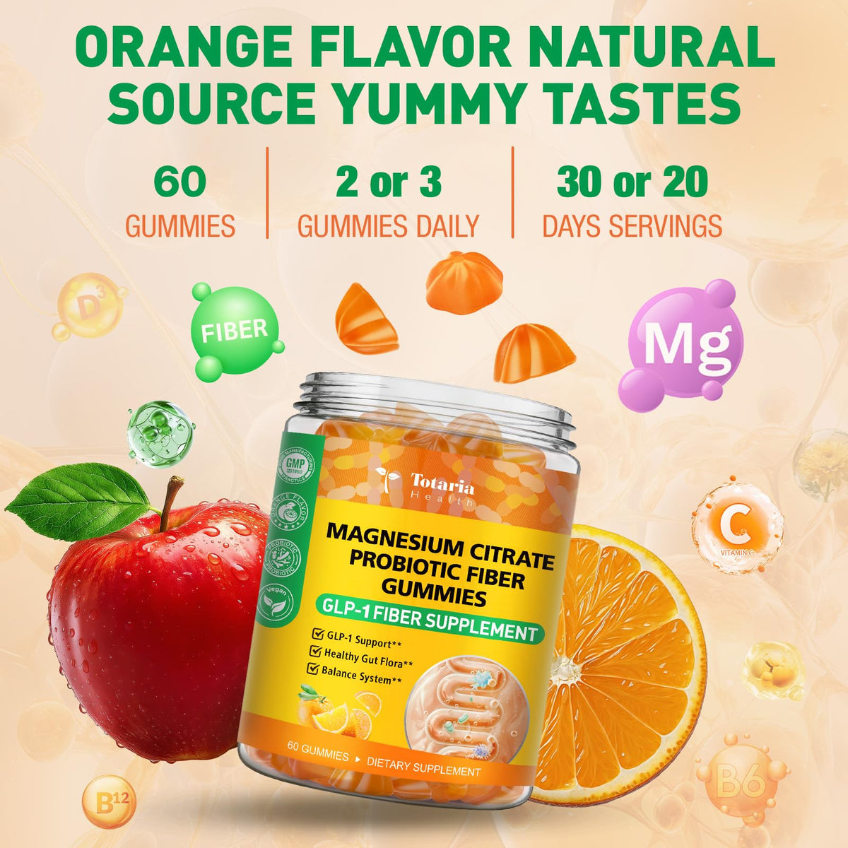 Gummies Totaria 15-en-1 avec des informations nutritionnelles