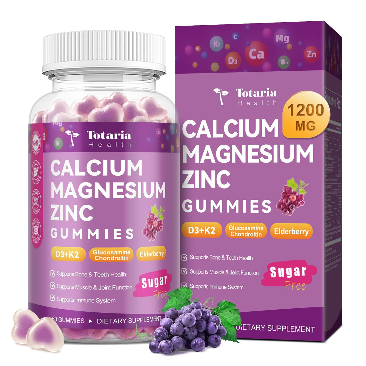 Gummies Totaria Calcium Magnésium Zinc 1200 mg en pot