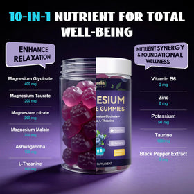Gummies Totaria de magnésium glycinate avec étiquette et informations nutritionnelles