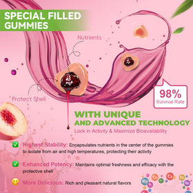 Gummies Totaria, gummies sur une table avec des fruits