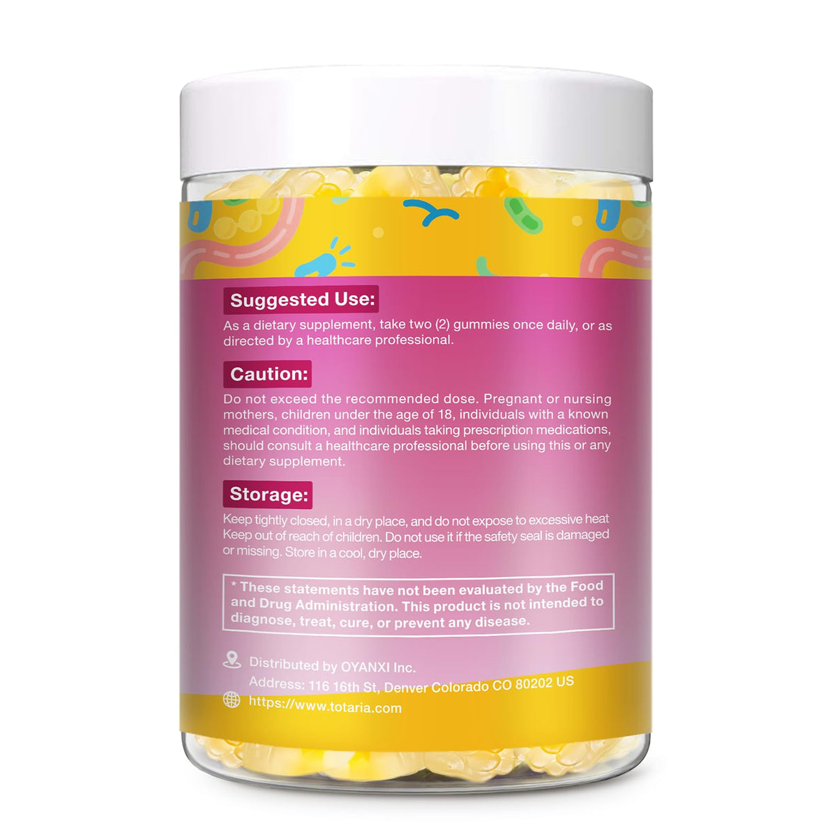 Gummies Totaria montrant l'écorce de guimauve et les ingrédients