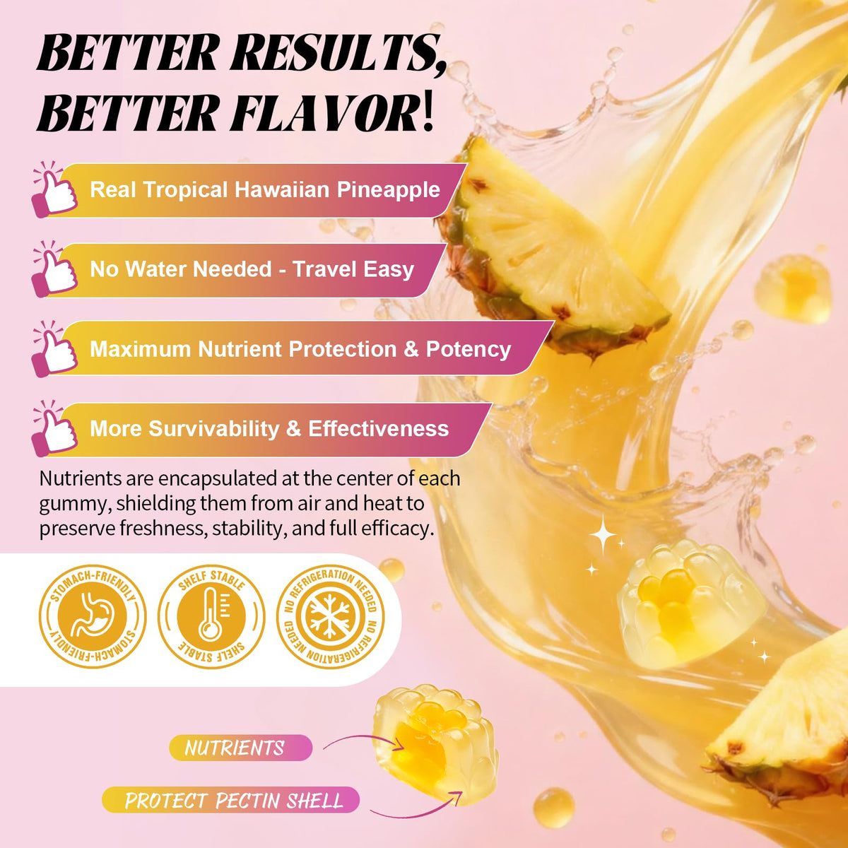 Gummies Totaria montrant la forme gélifiée et la couleur vive