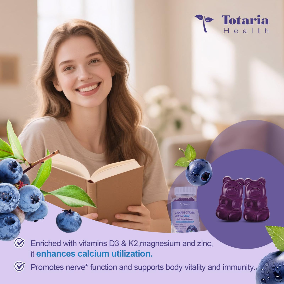 Gummies Totaria sur une table, ambiance naturelle