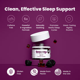 Gummies Troomy Sommeil Melatonin boîte ouverte avec gummies