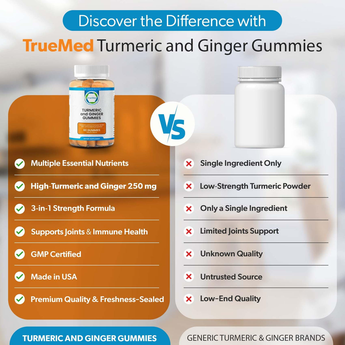 Gummies TRUEMED au curcuma et gingembre, présentation en environnement naturel