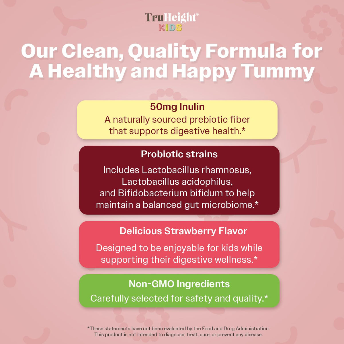 Gummies TruHeight prébiotiques et probiotiques, vue de dessus