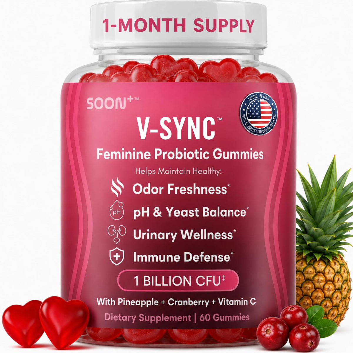 Gummies V-Sync Ananas SOON+ en boîte de 150g