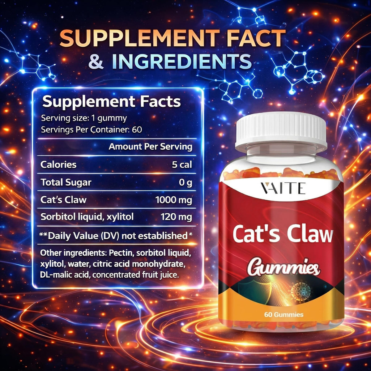 Gummies VAITE 1000mg sur une table, en contexte