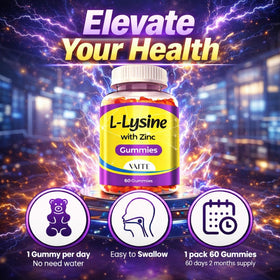 Gummies VAITE de L-Lysine 1000mg avec Zinc, étiquette du produit