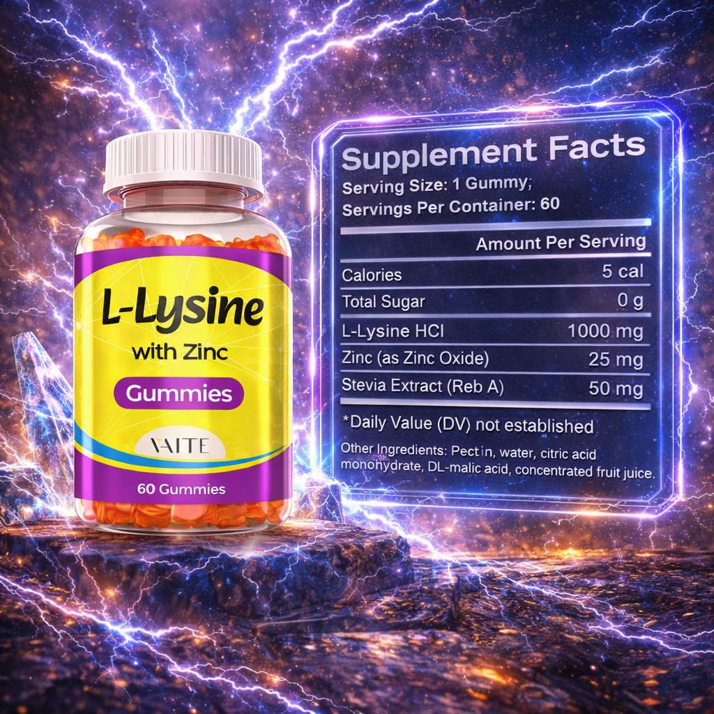 Gummies VAITE de L-Lysine 1000mg avec Zinc, gummies individuelles