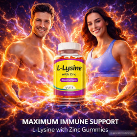 Gummies VAITE de L-Lysine 1000mg avec Zinc, présentation sur une table
