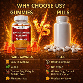 Gummies VAITE Saccharomyces Boulardii avec étiquette visible