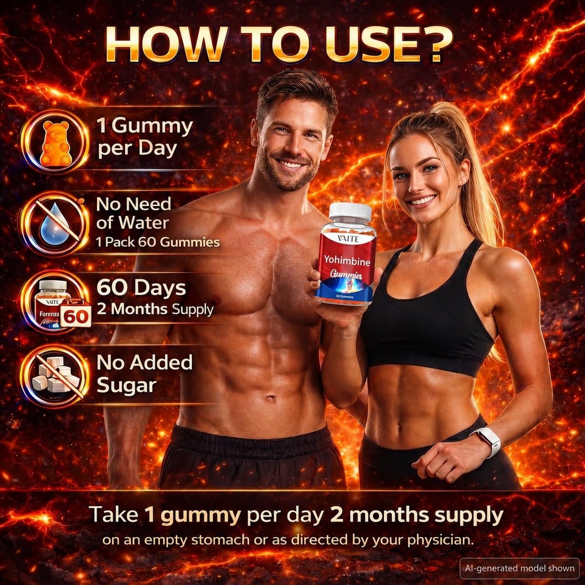 Gummies VAITE Yohimbine HCl 15mg sur une table