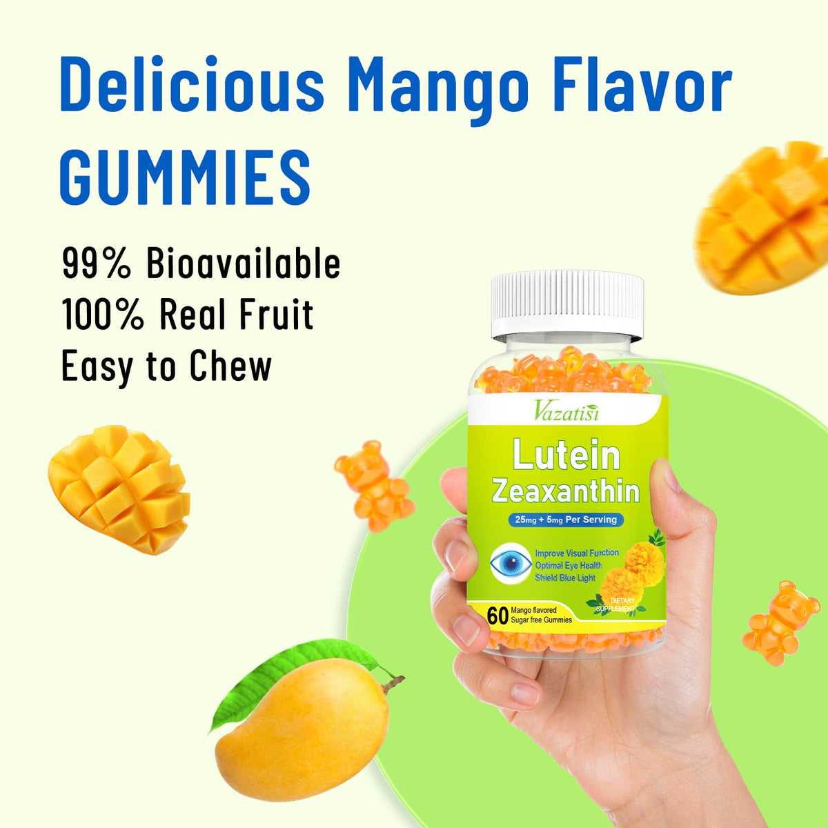 Gummies Vazatisi avec des fruits frais en arrière-plan