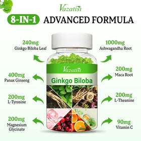 Gummies Vazatisi Ginkgo Biloba 240mg sur une table avec fruits