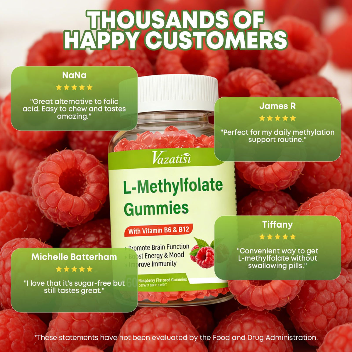 Gummies Vazatisi L-Méthylfolate 15 mg, étiquette du flacon
