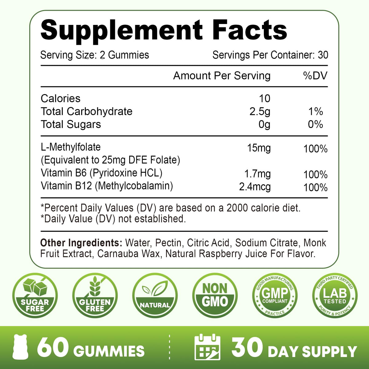 Gummies Vazatisi L-Méthylfolate 15 mg, flacon avec bouchon