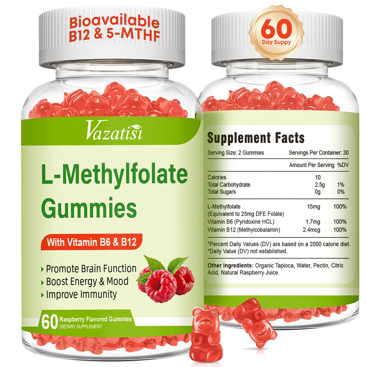 Gummies Vazatisi L-Méthylfolate 15 mg vue de face