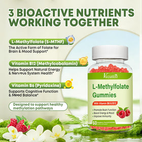 Gummies Vazatisi L-Méthylfolate avec des fruits frais