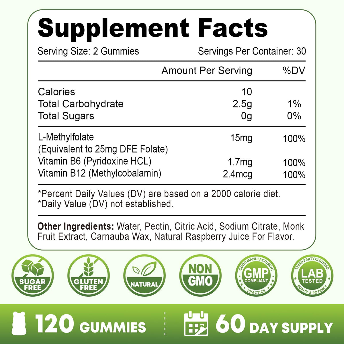 Gummies Vazatisi L-Méthylfolate ouvertes avec portion visible