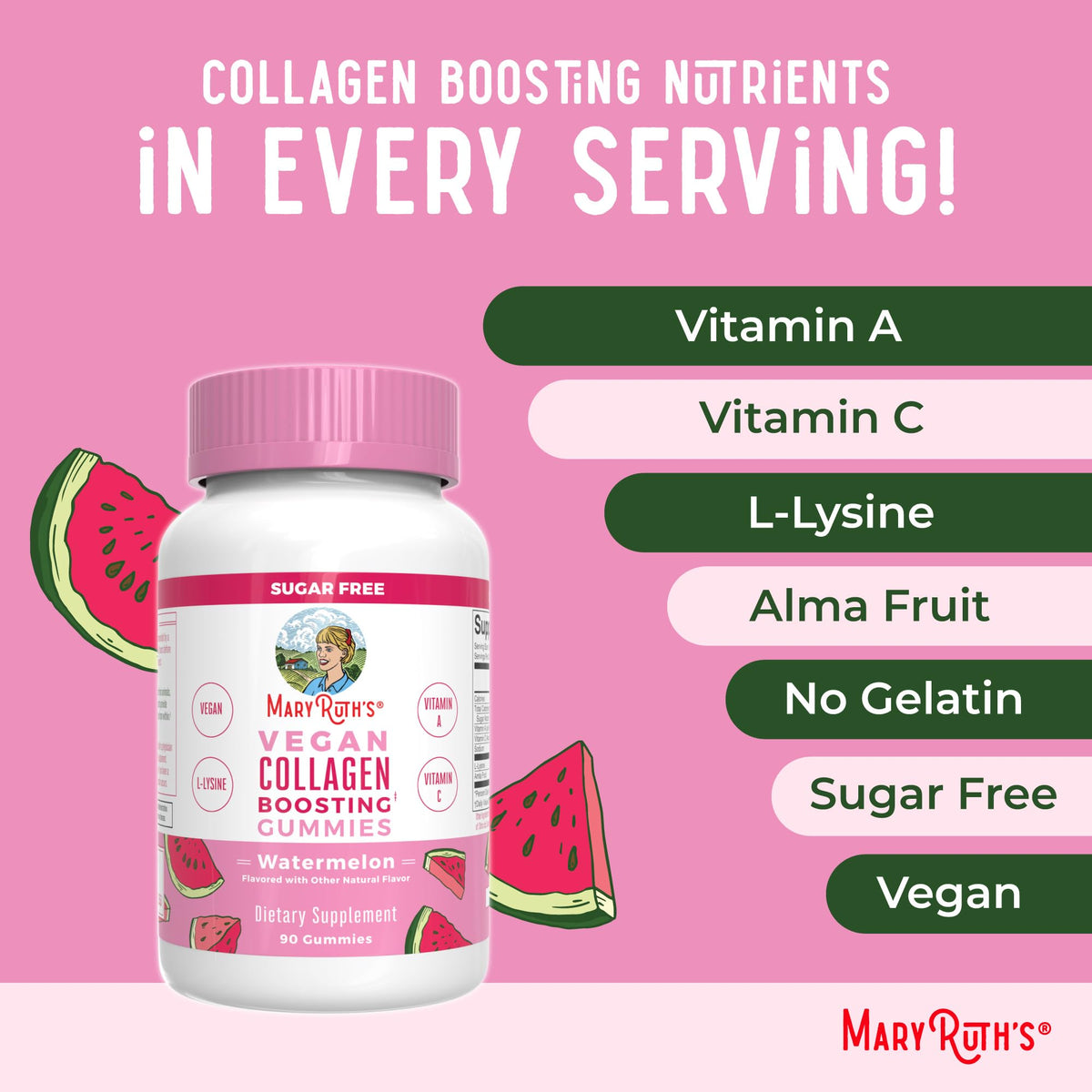 Gummies Vegan Collagène MARYRUTH'S montrant le dosage recommandé