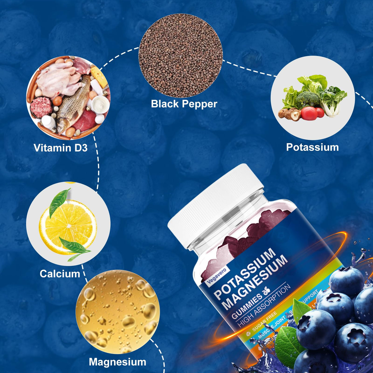 Gummies Vegavero Potassium et Magnésium avec ingrédients naturels