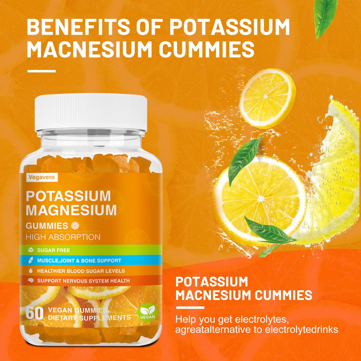 Gummies Vegavero Potassium et Magnésium en vue de face