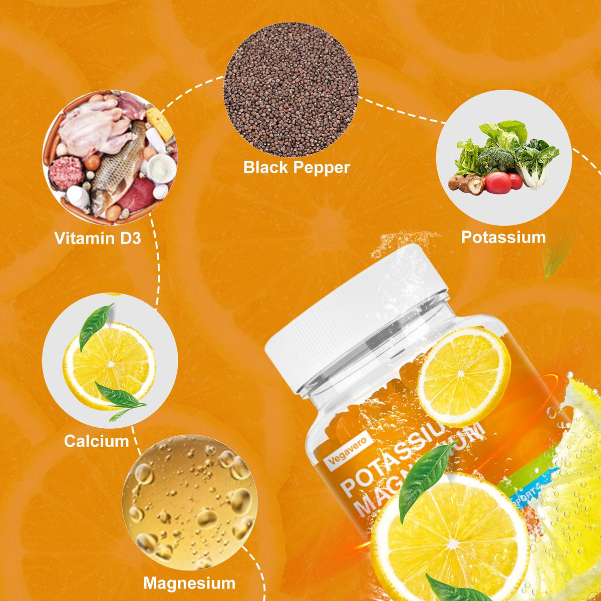 Gummies Vegavero Potassium et Magnésium sur une cuillère