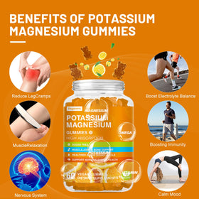 Gummies Vegavero Potassium et Magnésium sur une table en bois