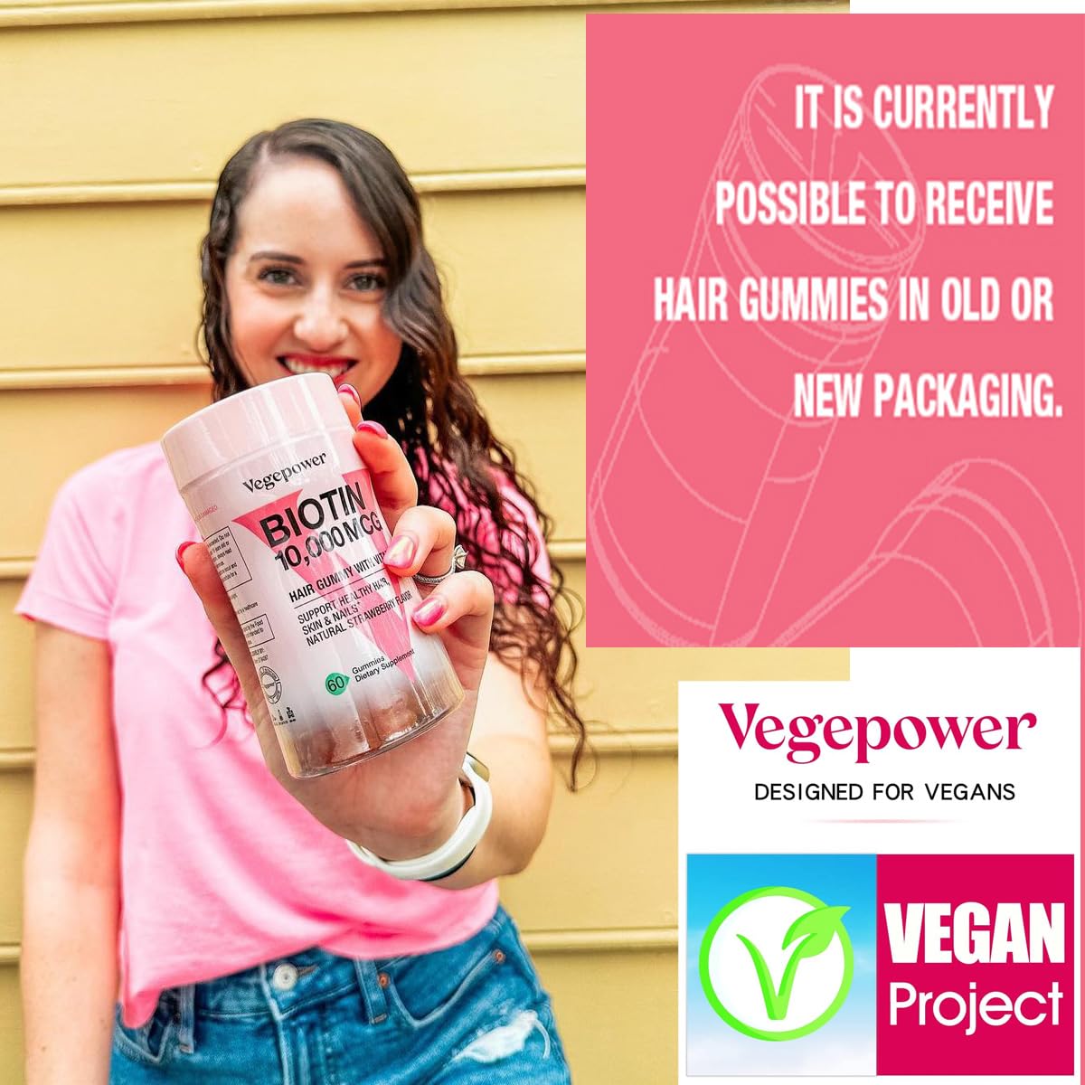 Gummies VEGEPOWER avec un verre d'eau à côté