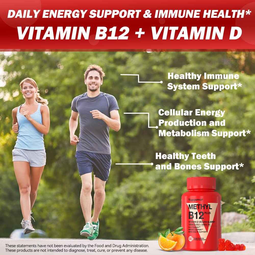 Gummies VEGEPOWER B12 D3 avec un goût naturel d'orange