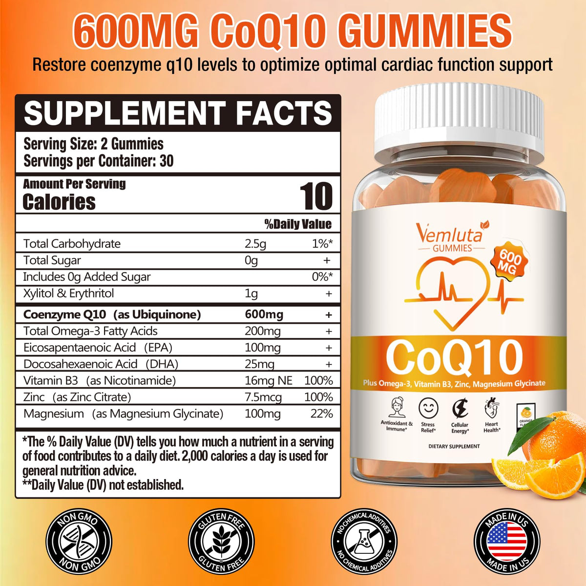 Gummies Vemluta CoQ10 600mg montrant la texture douce