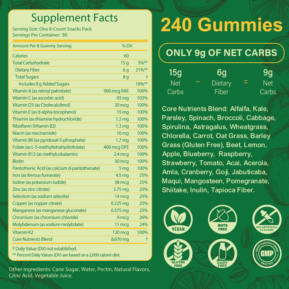 Gummies verts Tecepec avec chlorelle et prébiotiques