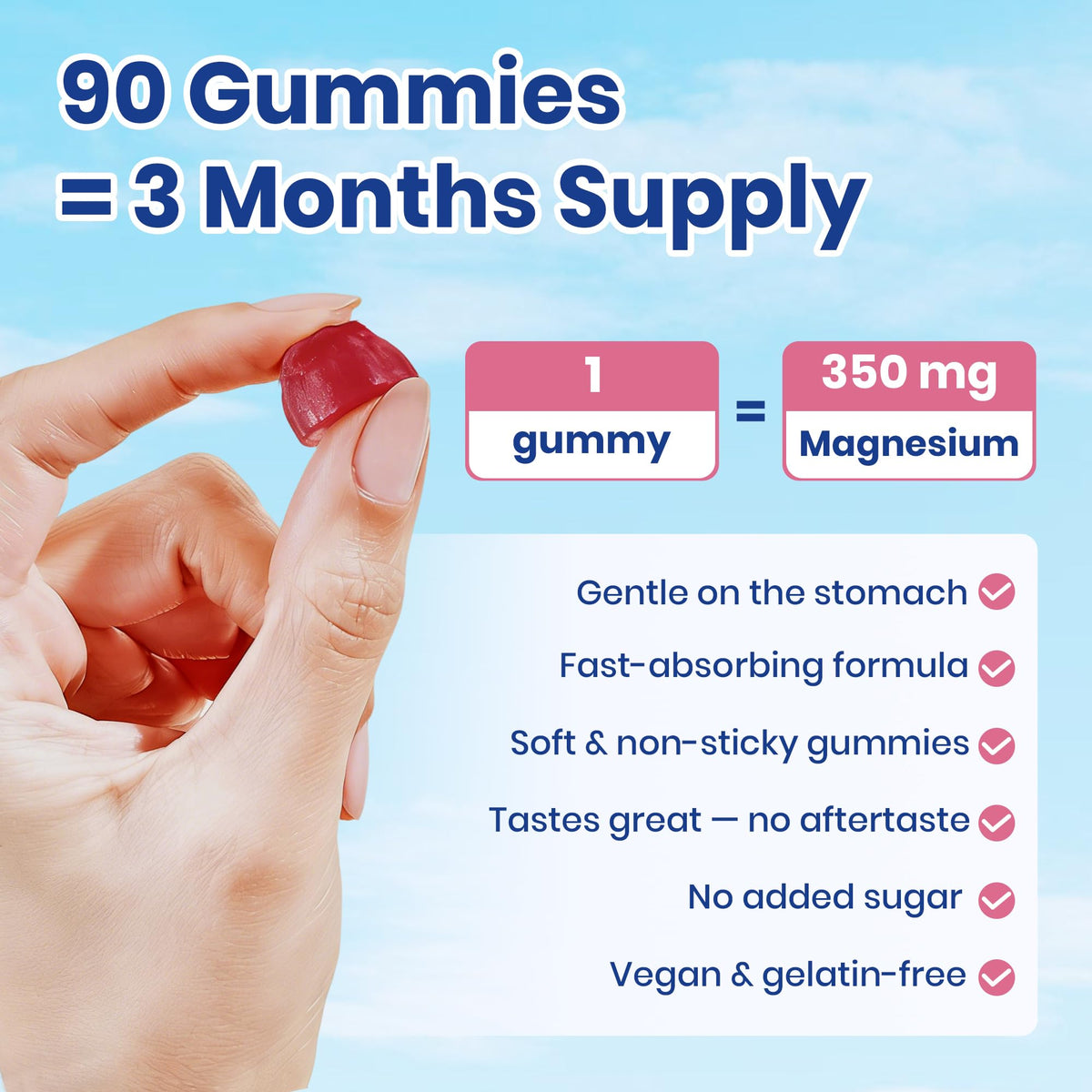 Gummies VEV au magnésium avec un verre d'eau