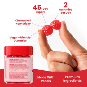 Gummies VEV dans une main montrant leur taille