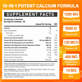 Gummies Veyttisy Calcium 1200 mg, emballage et contenu