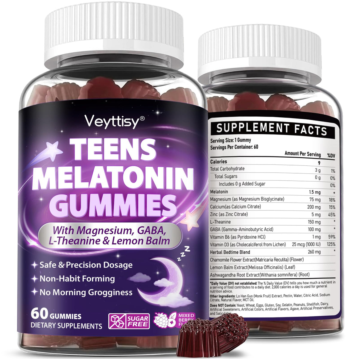 Gummies Veyttisy de mélatonine pour adolescents en boîte